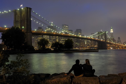 Etats-Unis, New York, Manhattan, le Pont de Brooklyn et le sud de Manhattan