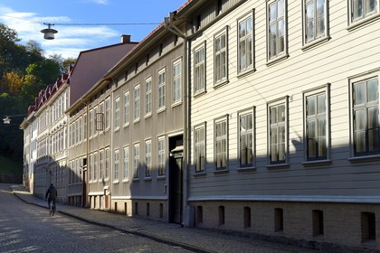 Suède, Västra Götaland, Göteborg (Gothenburg), quartier de Haga, maison en bois dans la rue Vastra Skansgatan