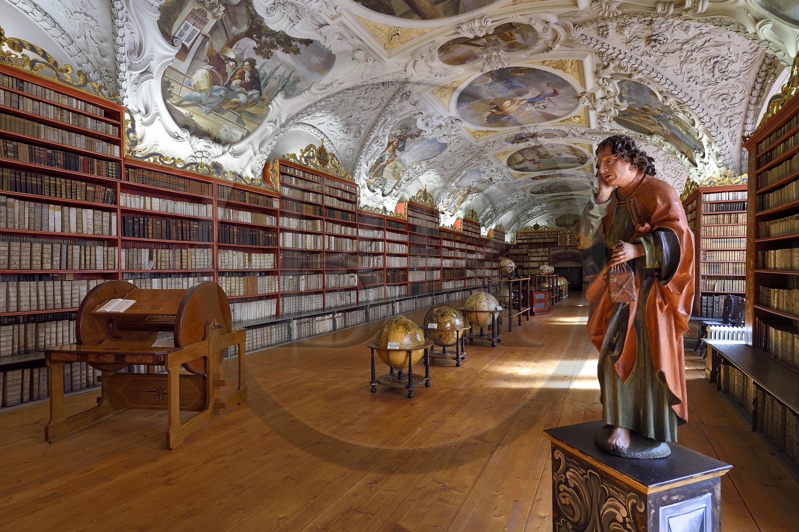 Czech Republic, Prague, historical centre listed as World Heritage by UNESCO, Strahov district,  Library of Strahov Monastery, statue of St. John in the theological room