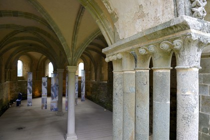 France, Côtes-d'Armor (22), étape sur le chemin de Saint-Jacques de Compostelle, Paimpol, abbaye de Beauport du XIIIe siècle, la salle capitulaire dans le cloitre