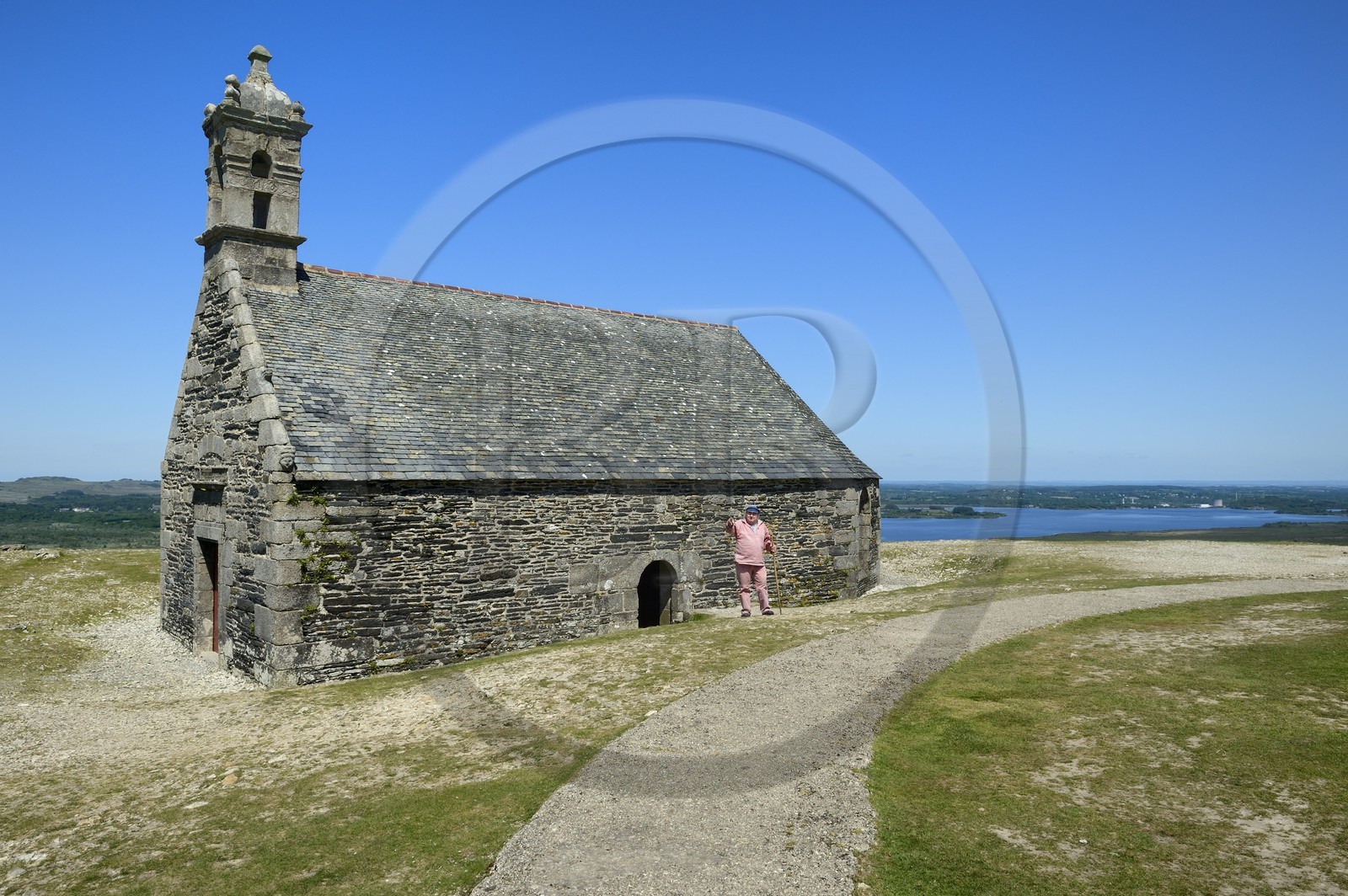 France, Finistere, Parc Naturel Regional d'Armorique (Armorica Regional Natural Park), Monts d'Arree, Brasparts, the Saint Michel chapel at the top of Menez Mikael