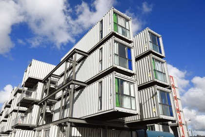 France, Seine-Maritime (76), Le Havre, quartier de l'Eure, résidence étudiante A'docks crée à partir de conteneurs