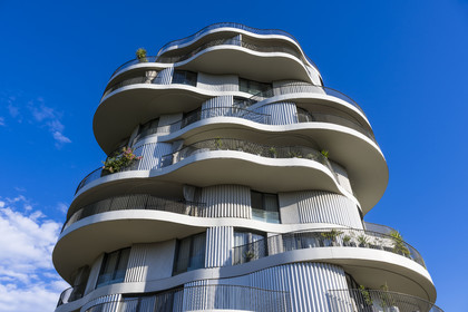 France, Herault, Montpellier, Folie Divine apartment building designed by architect Farshid Moussavi (FMA)