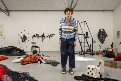France, Hauts de Seine, Malakoff, the artist Annette Messager in her studio