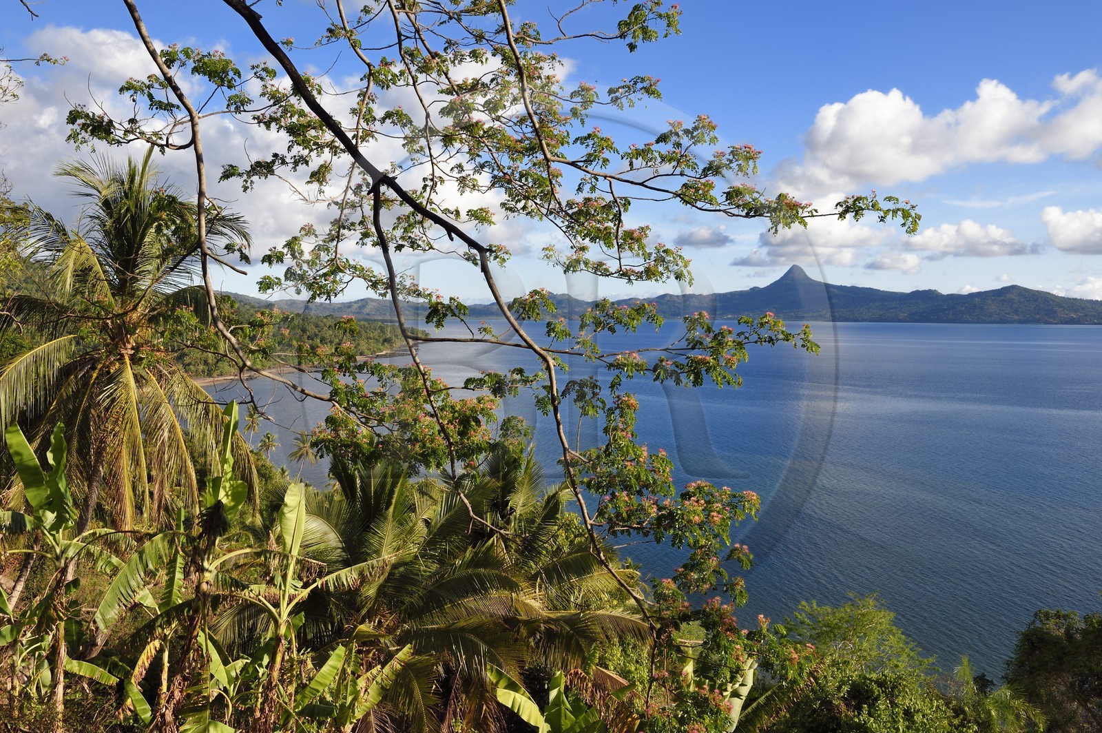 France, Mayotte island (French overseas department), Grande-Terre, Sada, Boueni Bay and Mount Choungui in the background