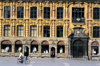 France, Nord, Lille, Grand Place with La Vieille Bourse