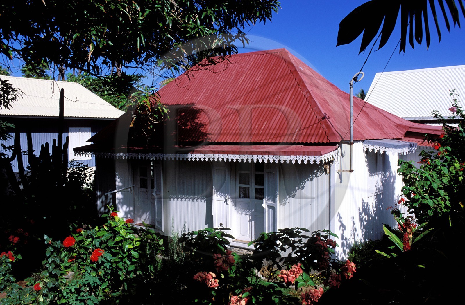 France, île de la Réunion, une case créole a Grand-Bois (région de Saint-Pierre)