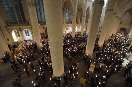 France, Meurthe-et-Moselle (54), Saint-Nicolas-de-Port, basilique de Saint Nicolas, procession aux flambeaux qui est fêtée depuis 1245 à l'occasion de la Saint-Nicolas