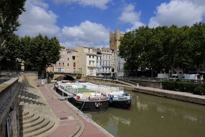 France, Aude (11), Narbonne, Canal de la Robine classé Patrimoine Mondial de l'UNESCO, Cours Mirabeau