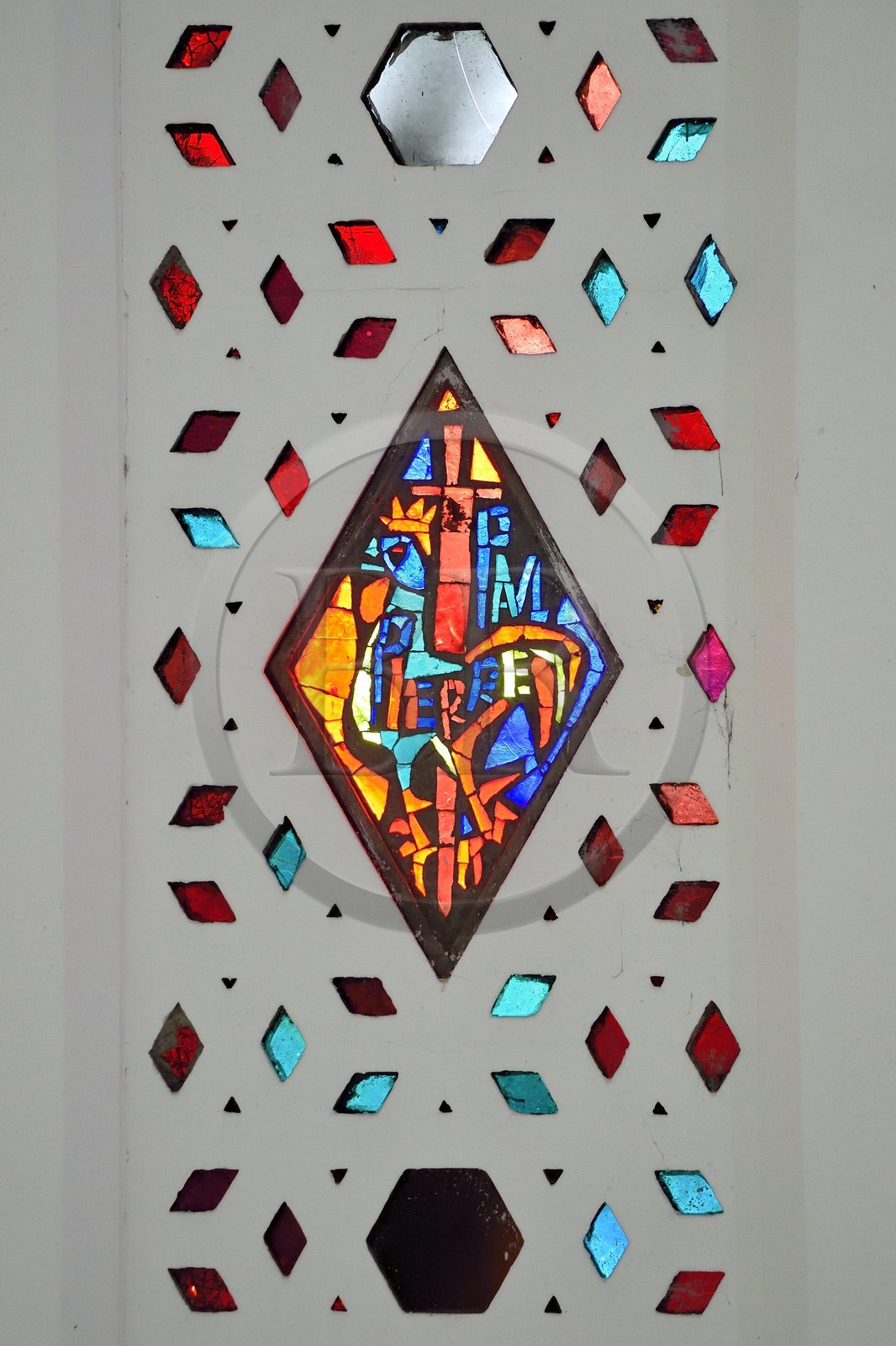 Morocco, Casablanca, Sacré-Coeur church stained glass, architect Paul Tournon (built between 1930 and 1953)