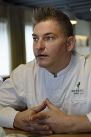 France, Haut Rhin, Strasbourg, Kaysersberg,  Jerome Jaegle, chef of the Alchemille restaurant