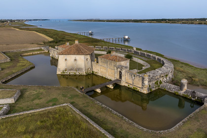 France, Charente Maritime, Saint Nazaire sur Charente, Fort Lupin on Charente River banks built by Vauban (aerial view)
