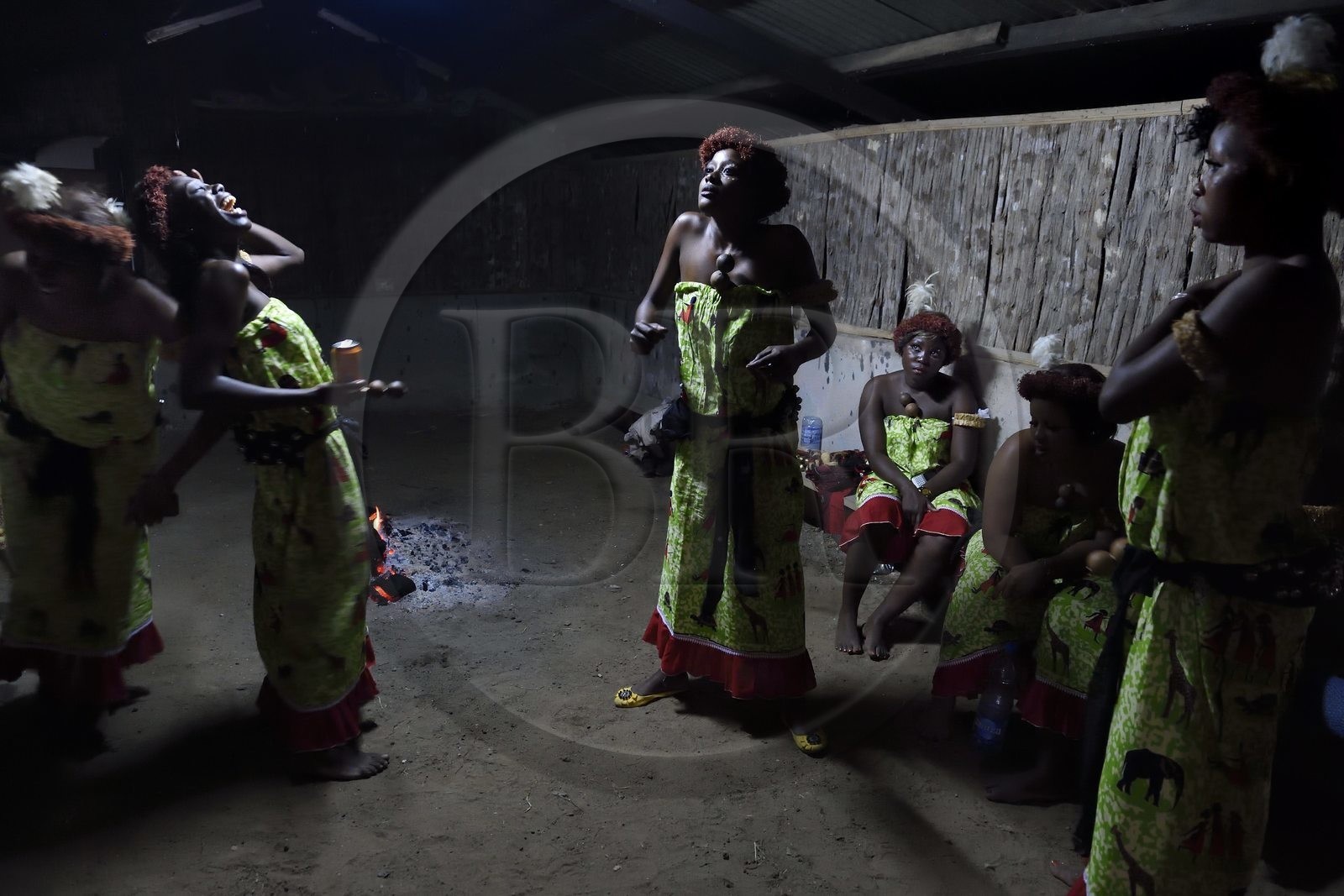 Gabon, Libreville, danses traditionnelles à l'occasion d'un mariage, danseuse en transe