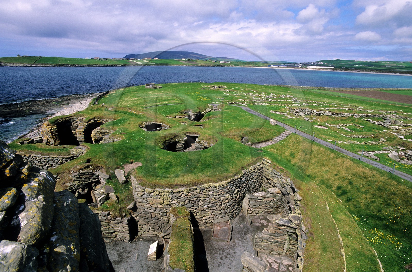 Royaume-Uni, Ecosse, les Shetland, sud du Mainland vers Sumburgh, site préhistorique de Jarlshof