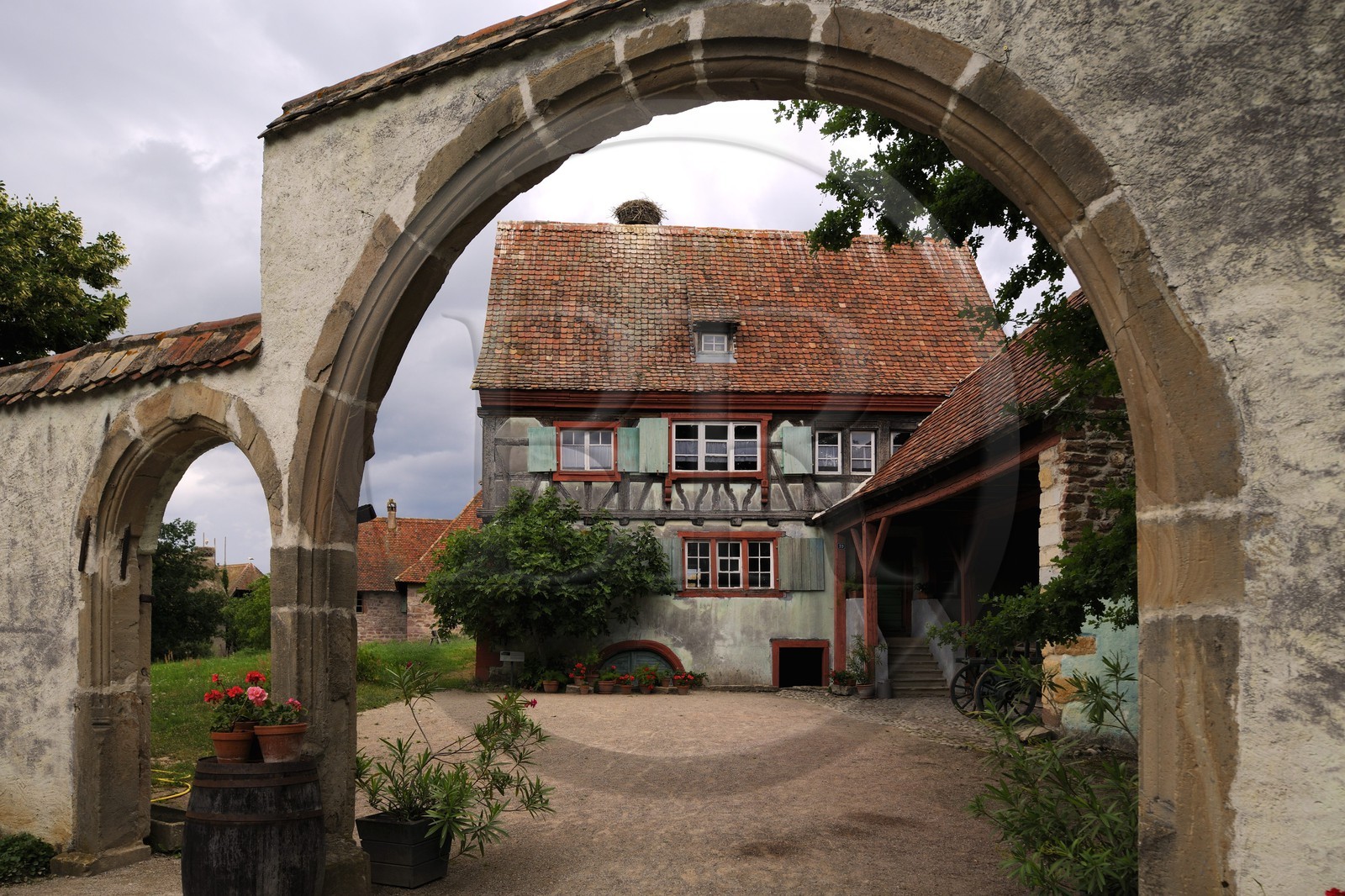 France, Haut-Rhin (68), Ungersheim, écomusée d'Alsace, maison typiquement alsacienne de Wettolsheim