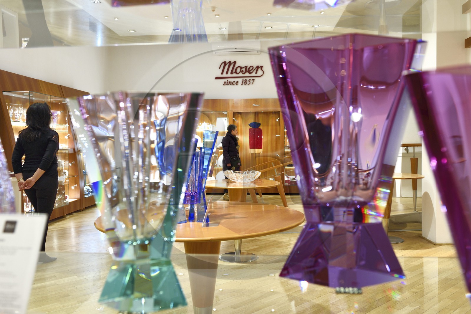 République Tchèque, Prague, Nove Mesto, la cristallerie Moser, vase en cristal de Bohême