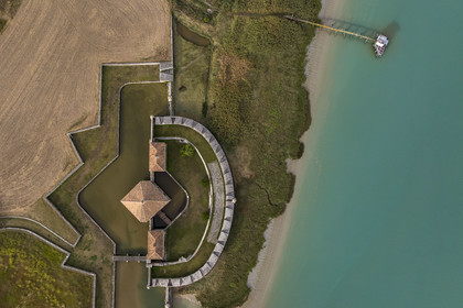 France, Charente Maritime, Saint Nazaire sur Charente, Fort Lupin on Charente River banks built by Vauban (aerial view)