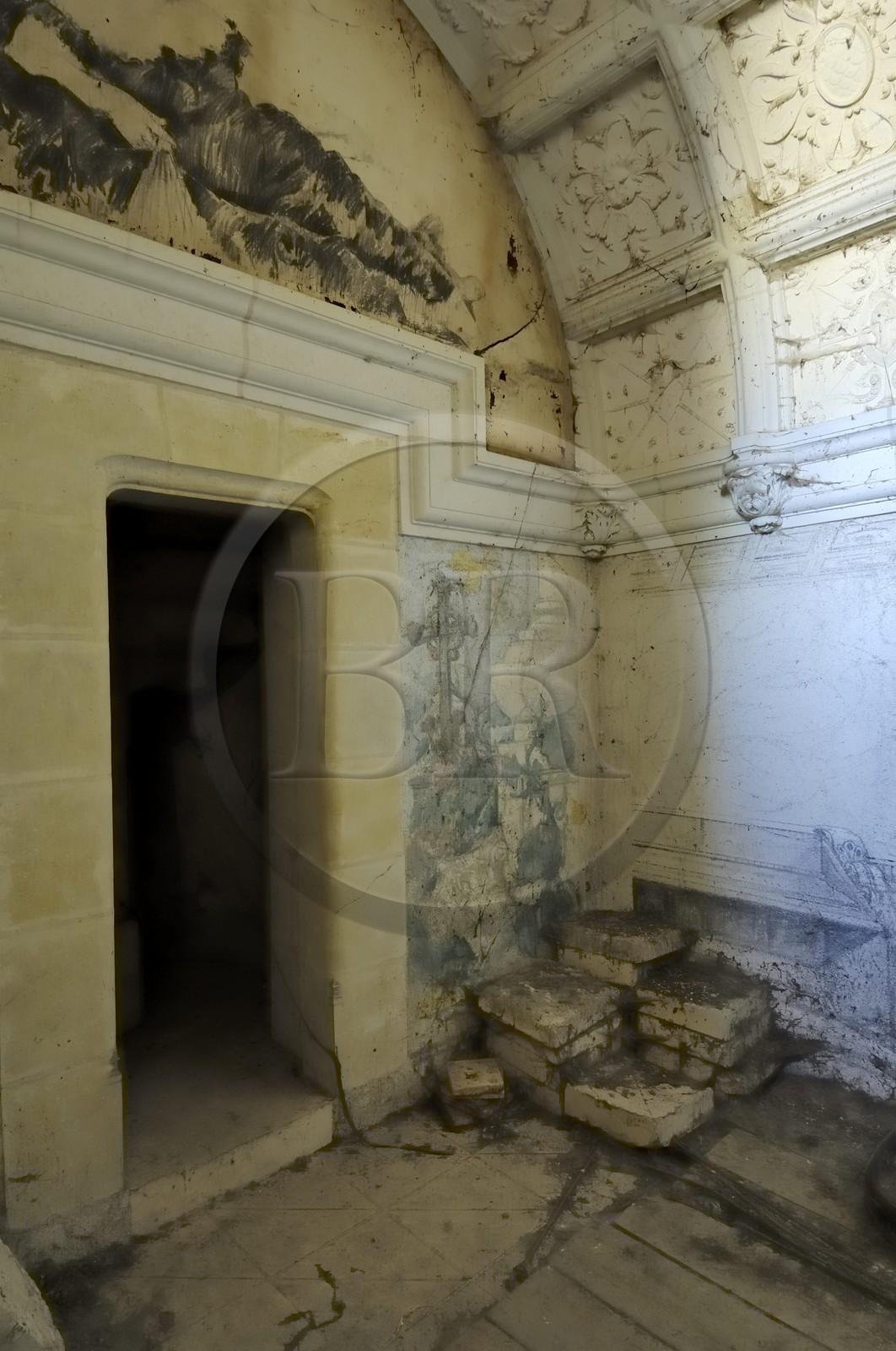 France, Indre-et-Loire (37), château de Chenonceau édifié de 1513 à 1521 de style Renaissance, la crypte sous la chapelle