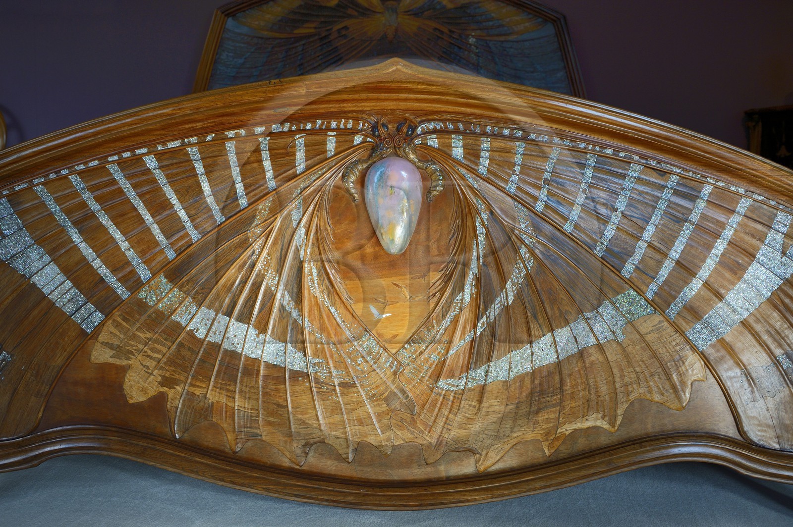 France, Meurthe-et-Moselle (54), Nancy, musée de l'Ecole de Nancy, lit Aube et Crépuscule (1904) de Emile Gallé