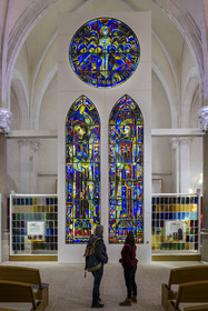 France, Vendee, Mortagne sur Sèvre, Saint-Hilaire church, church and stained glass interpretation center