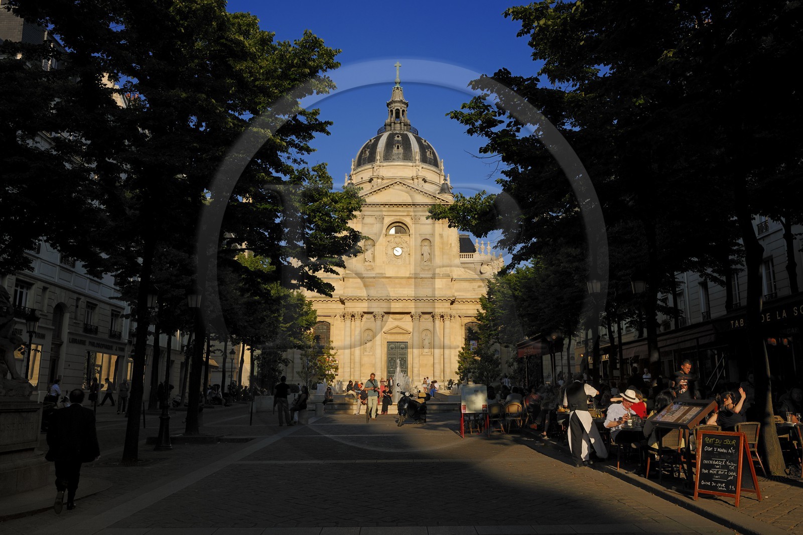 France, Paris, Latin Quarter, place de la Sorbonne with the Sorbonne Chapel