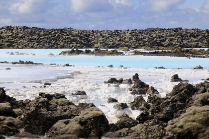 Iceland, Grindavik, the Blue Lagoon with waters rich in silica (Geothermal Plant)