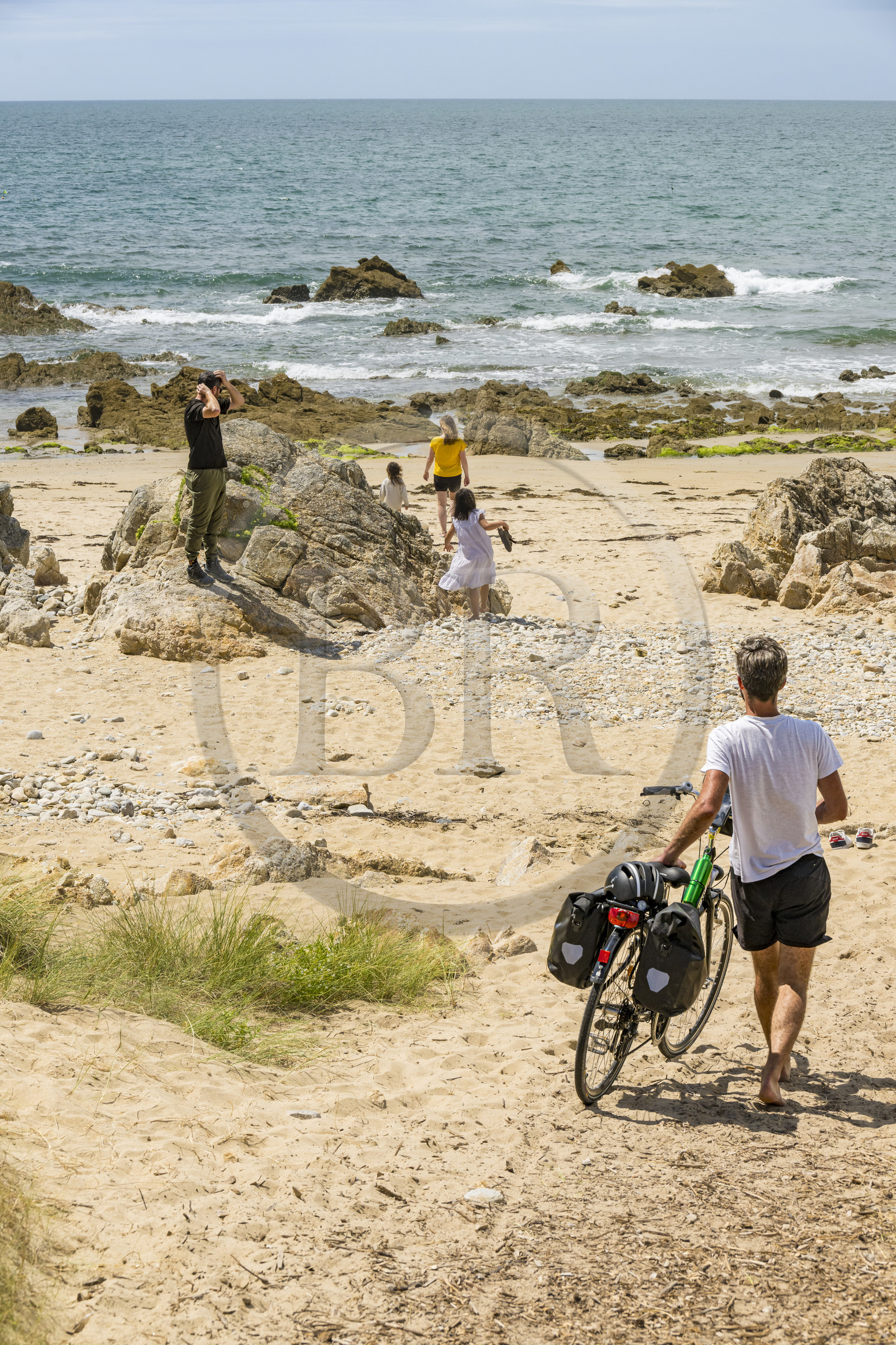 France, Vendée (85), île de Noirmoutier, Noirmoutier-en-l'Ile, plage des Lutins, randonnée à bicyclette