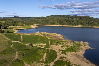 France, Nievre, Regional Natural Park of Morvan, Chaumard, Pannecière lake (aerial view)