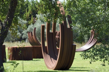 France, Var, Le Muy, Fondation Bernar Venet, metal arches by Bernar Venet scattered in the park