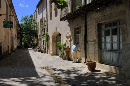 France, Hérault (34), Villeneuvette, ancienne manufacture royale, la Grand-Rue et ses batiments du 17ème siècle