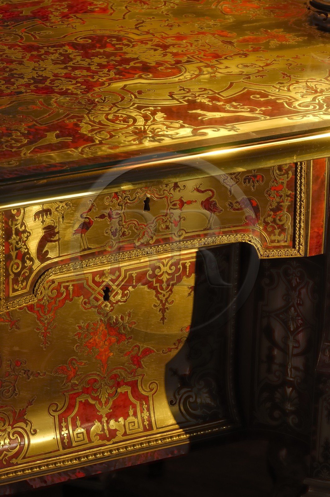 France, Maine et Loire (49), château de Montreuil-Bellay, détail d'un meuble