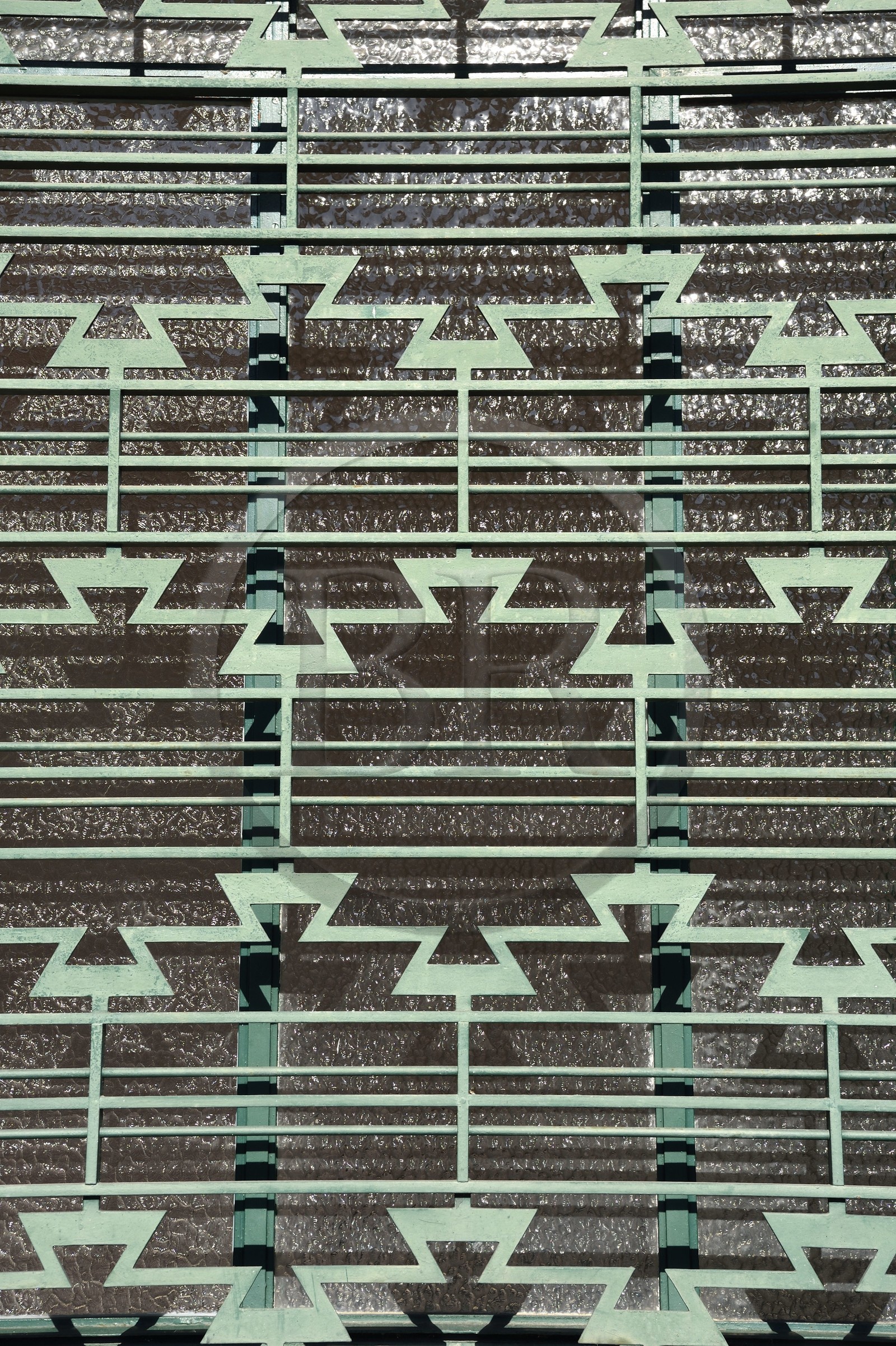 France, Allier (03), Vichy, place Charles de Gaulle, house of associations and village hall, originally an Art Deco theater built in 1935, detail of a window