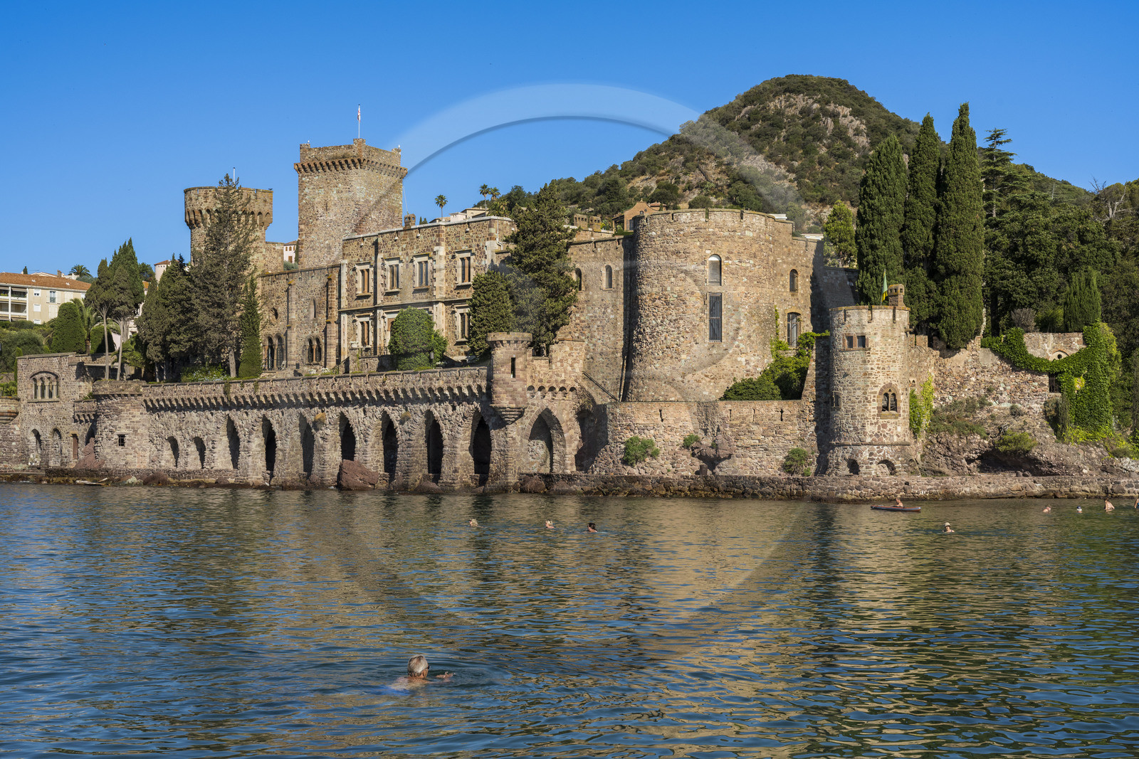 France, Alpes-Maritimes (06), Mandelieu-la-Napoule, chateau de La Napoule (XII-XIXe siècle) reconstruit en grande partie au début du XXème siècle par le couple américain Henry et Marie Clews, il abrite désormais le Clews Center for the Arts