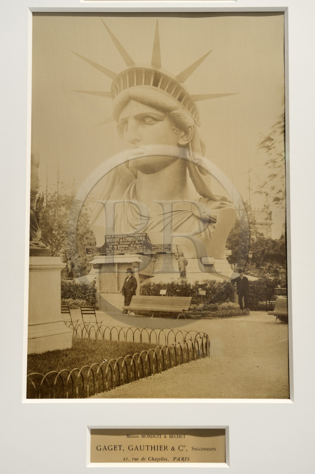 France, Haut Rhin, Colmar, Museum and birth house of Bartholdi, photo of the Statue of Liberty head exposed in Paris
