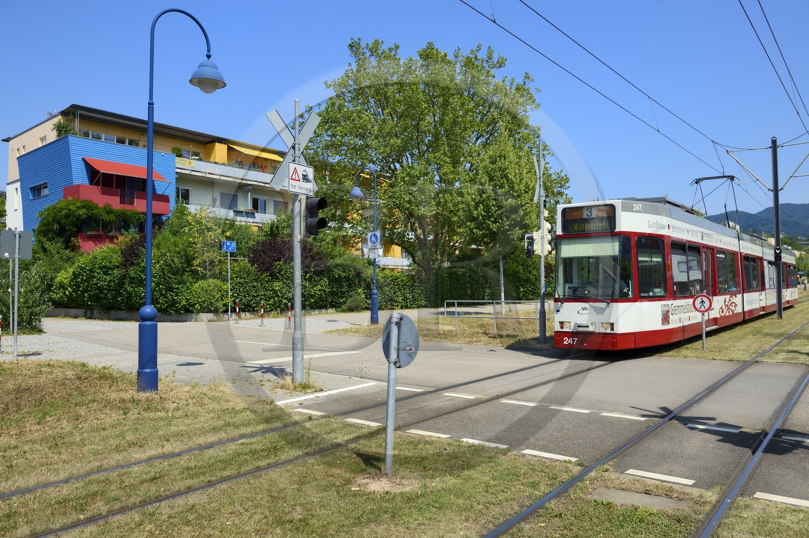 Germany, Baden-Wurttemberg, Freiburg im Breisgau, ecological Vauban quarter, the tram