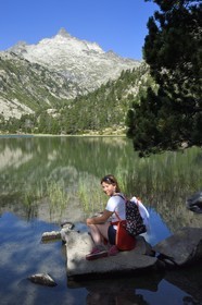 France, Hautes Pyrenees, Saint Lary Soulan, Neouvielle National Nature Reserve, Neouvielle lakes hike, Les Laquettes small lakes