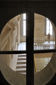 France, Yvelines, Chateau de Versailles, listed as World Heritage by UNESCO, Domaine de Marie Antoinette, the Petit Trianon, the big staircase with its wrought iron banister