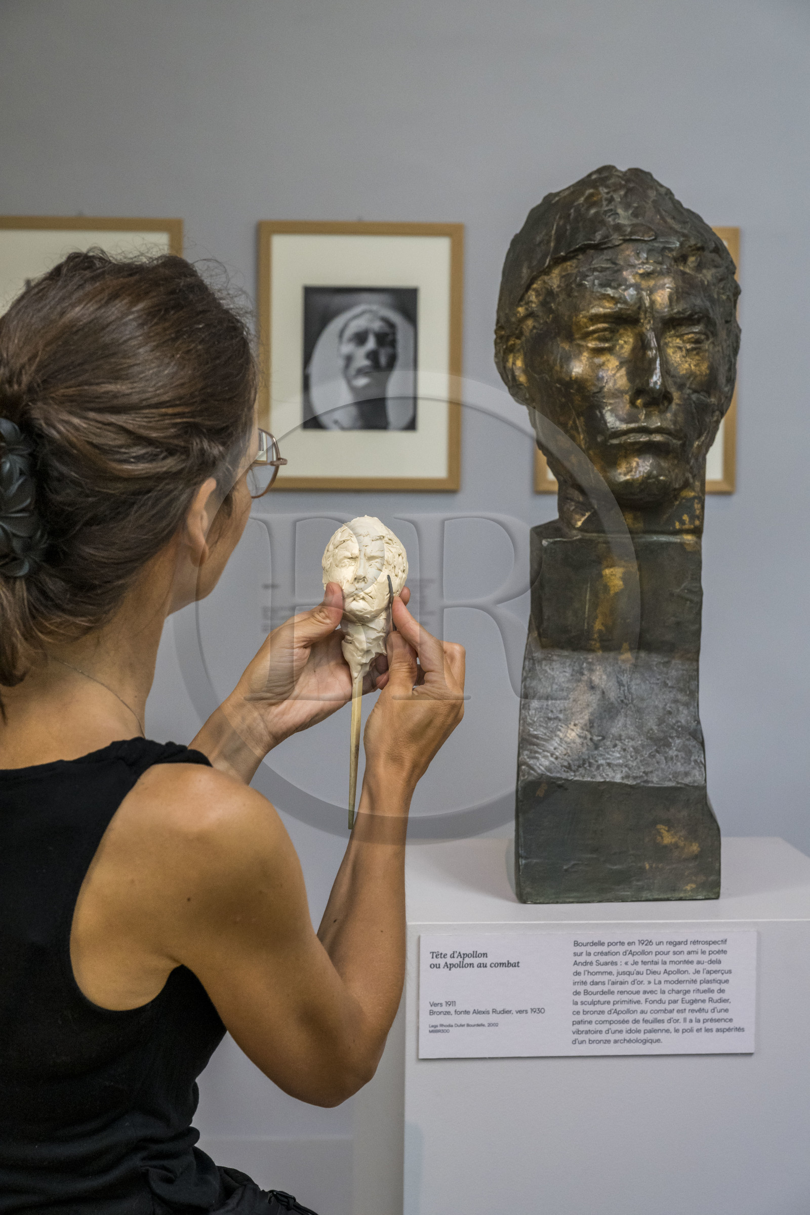France, Paris, the museum of the sculptor Antoine Bourdelle, sculptor reproducing the head of Apollo in combat (bronze)