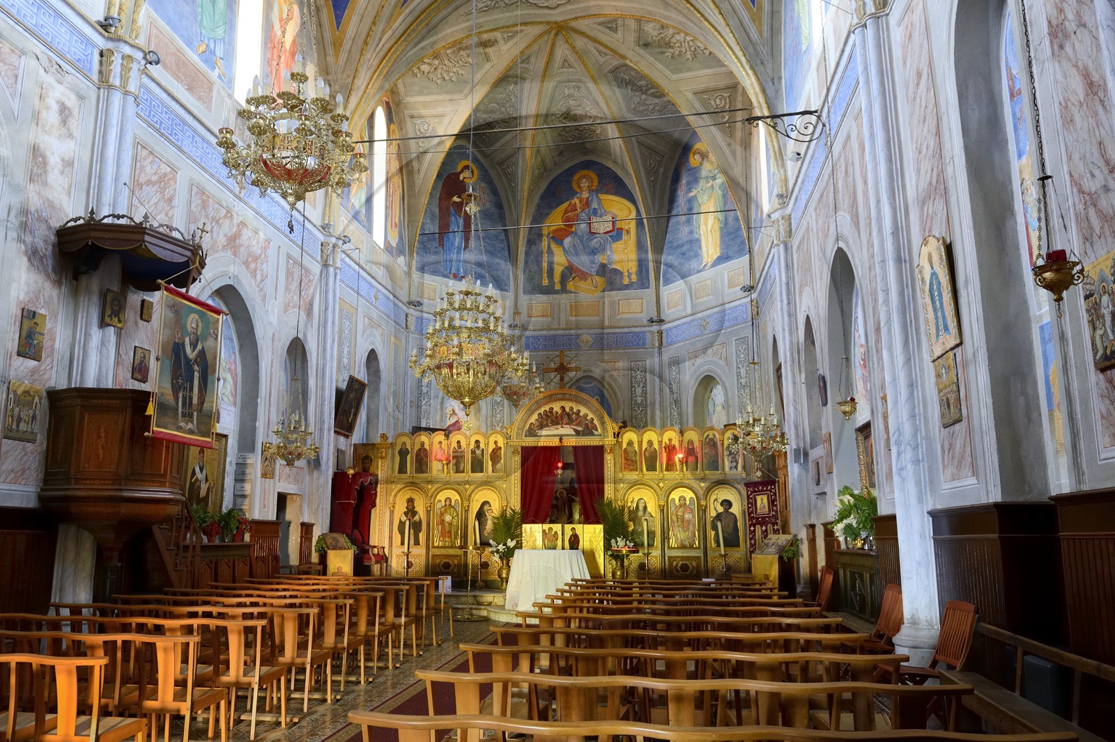 France, Corse-du-Sud (2A), Cargèse, église Saint Spyridon grecque catholique de rite oriental édifiée entre 1852 à 1870