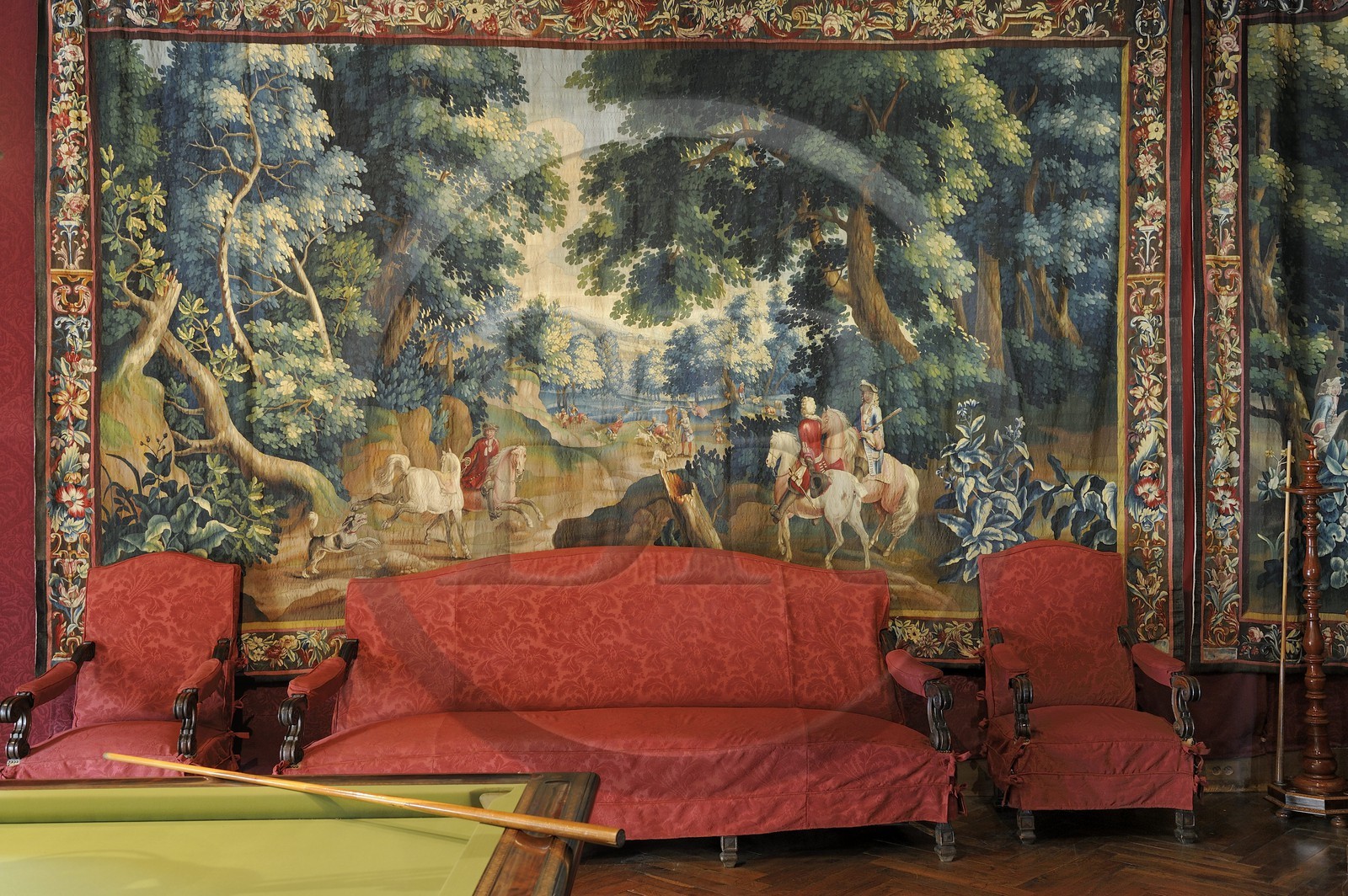 France, Indre-et-Loire (37), Vallée de la Loire classée Patrimoine Mondial de l' UNESCO, château d' Azay-le-Rideau, salle du billard