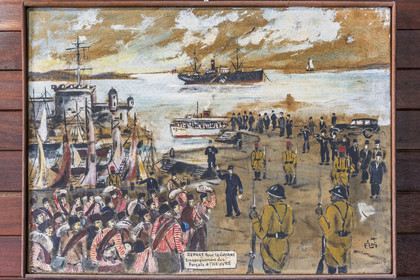 France, Guyane, Cayenne, musée départemental Alexandre-Franconie, peintures réalisées par un bagnard, Francis Lagrange dit Flag, condamné pour escroquerie et faux monnayage mais qui était aussi faussaire et artiste, elles retracent la vie (et le mort) au bagne