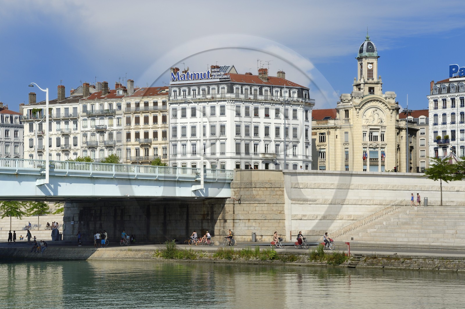 France, Rhone, Lyon, the banks of the Rhone river, the quai Claude Bernard and the Guillotiere bridge