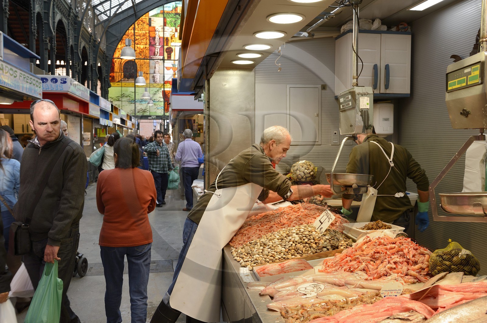 Espagne, Andalousie, Malaga, Mercado Central de Atarazanas, le marché aux poissons dans le marché central