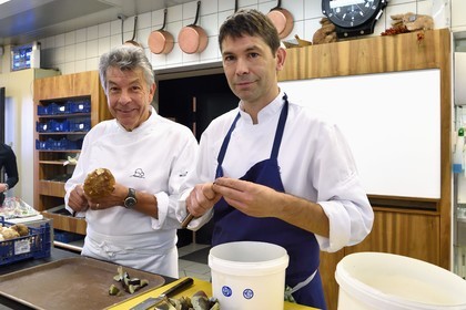France, Haute Loire, Saint Bonnet le Froid, Régis and Jacques Marcon 3-star restaurant, Regis (father) and Jacques (son) Marcon