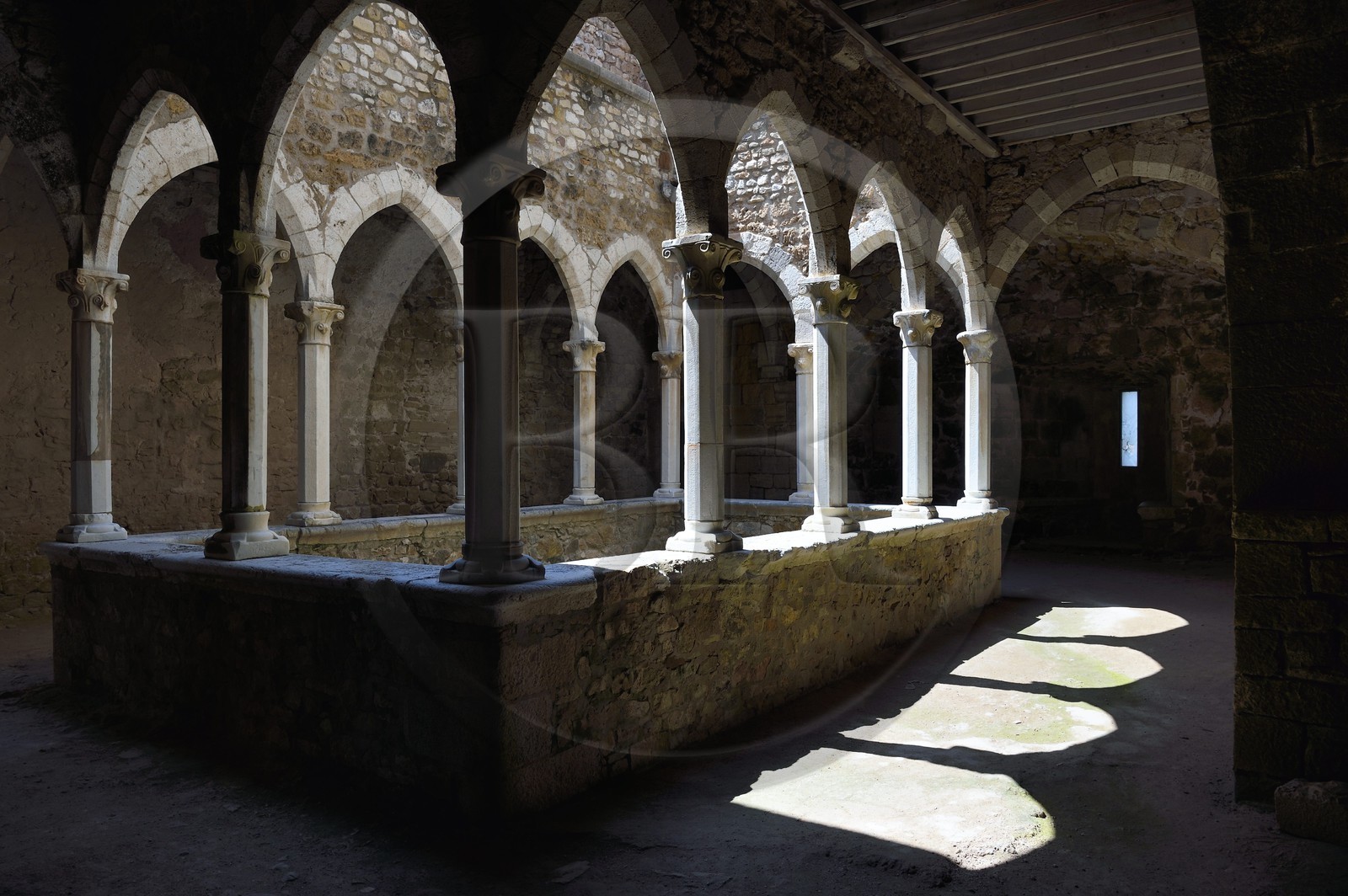 France, Alpes-Maritimes, Lerins Islands, Saint-Honorat island, Abbey of Lerins, former fortified monastery raised in 1073, the upper cloister