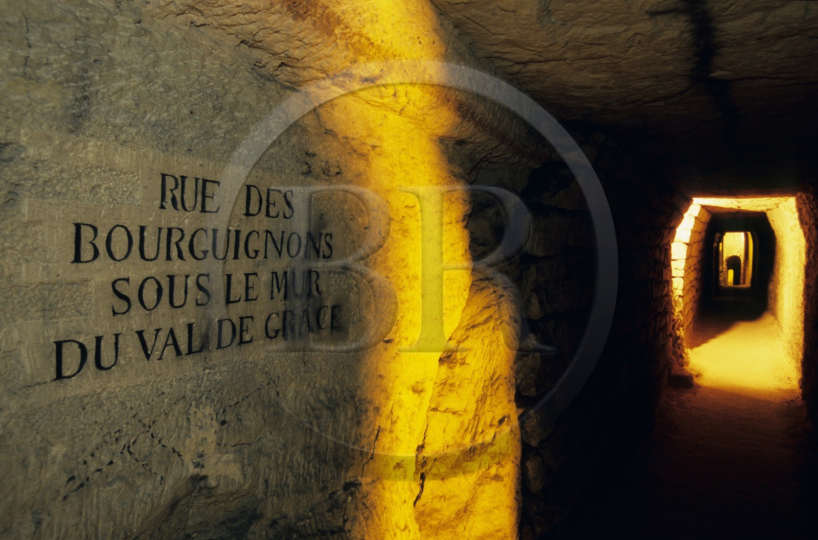 France, Paris (75), musée des carrières sous l'Hôpital Cochin avec l'ancien nom de rue du XVIIIème siècle