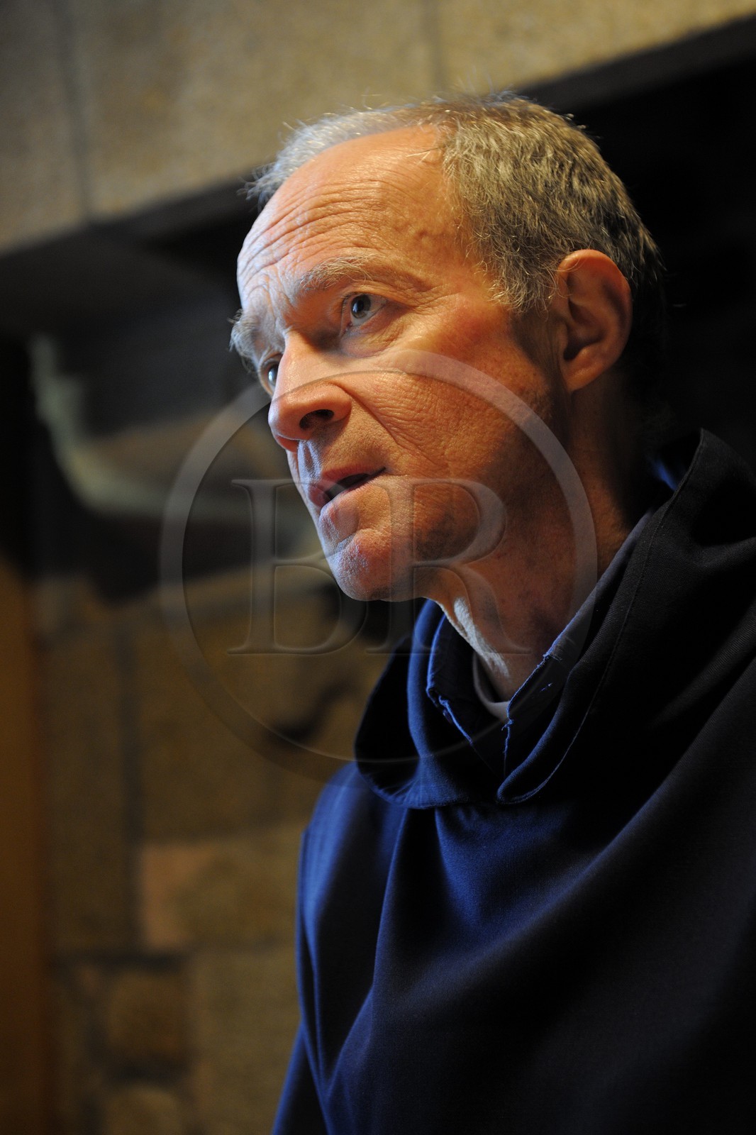 France, Manche, the abbey of Mont Saint Michel, listed as World Heritage by UNESCO, brother François Marie, head of the Monastic Fraternities of Jerusalem