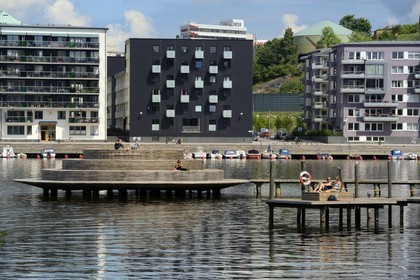Sweden, Stockholm, Hammarby Sjostad eco-neighborhood pioneer in sustainable development, the Hammarby lake