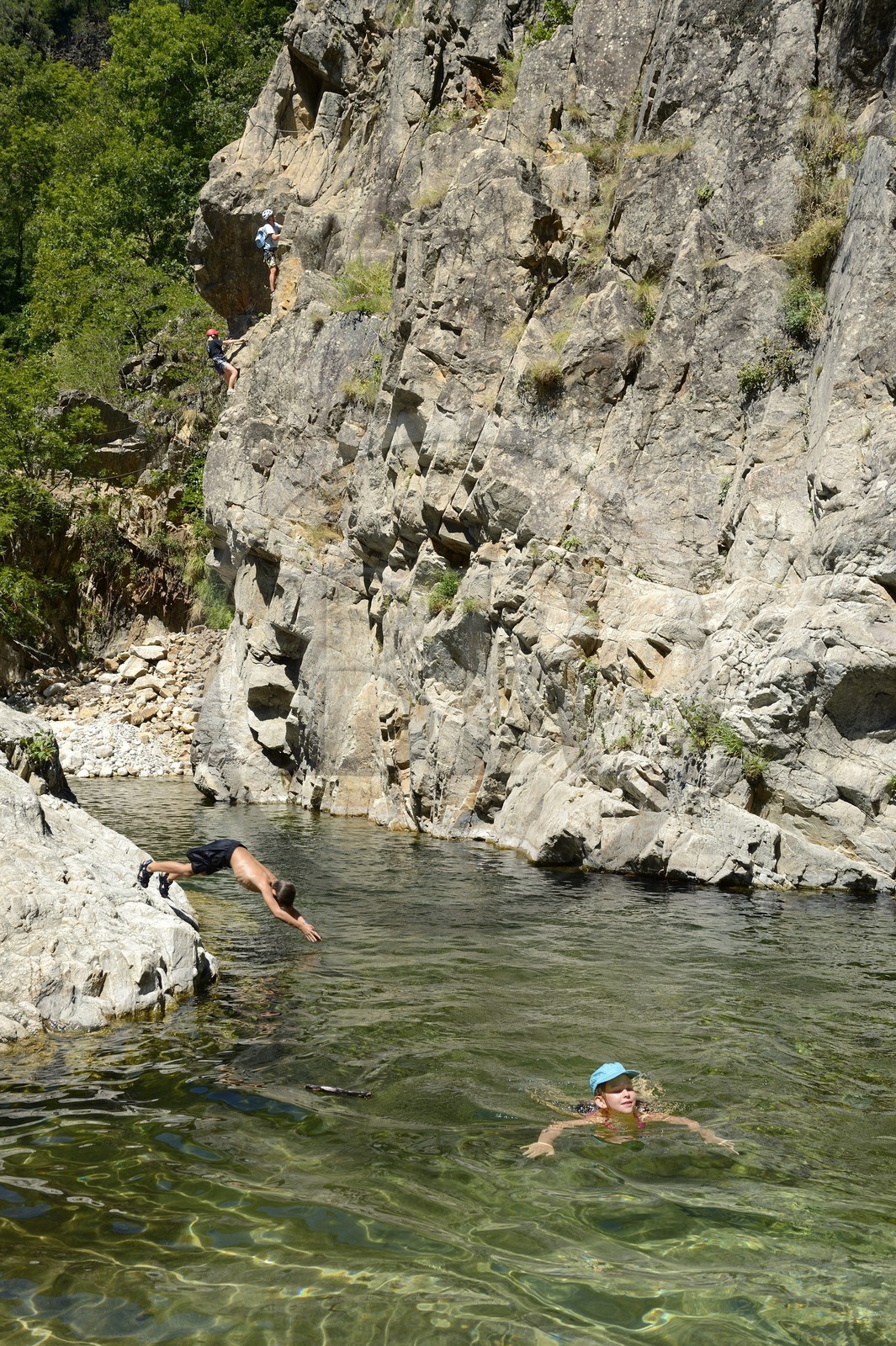 France, Ardeche, Monts d'Ardeche Regional Natural Park, Thueyts, the upper valley of the Ardeche River