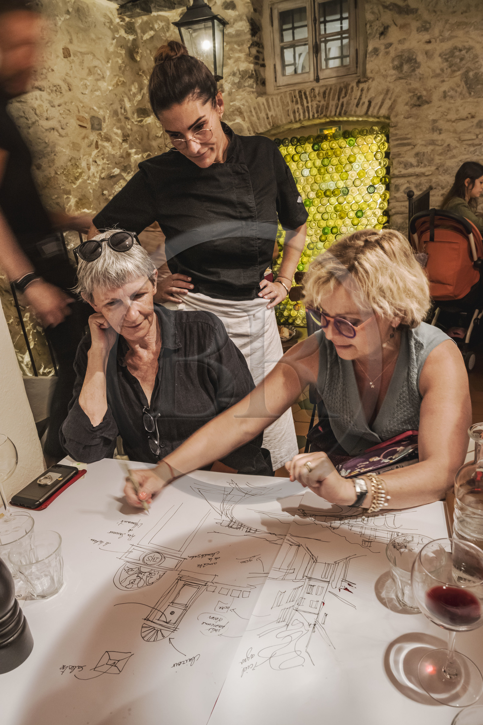 France, Alpes-Maritimes, Nice, old town, Restaurant Acchiardo in Rue Droite, designer, illustrator and book author Sylvie T and Virginie Acchiardo